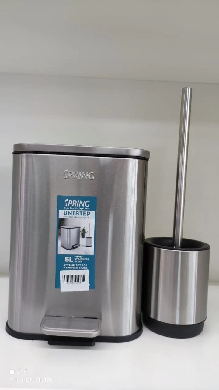 طقم سطل مستطيل ستانلس 5L + فرشاة SPRING 4