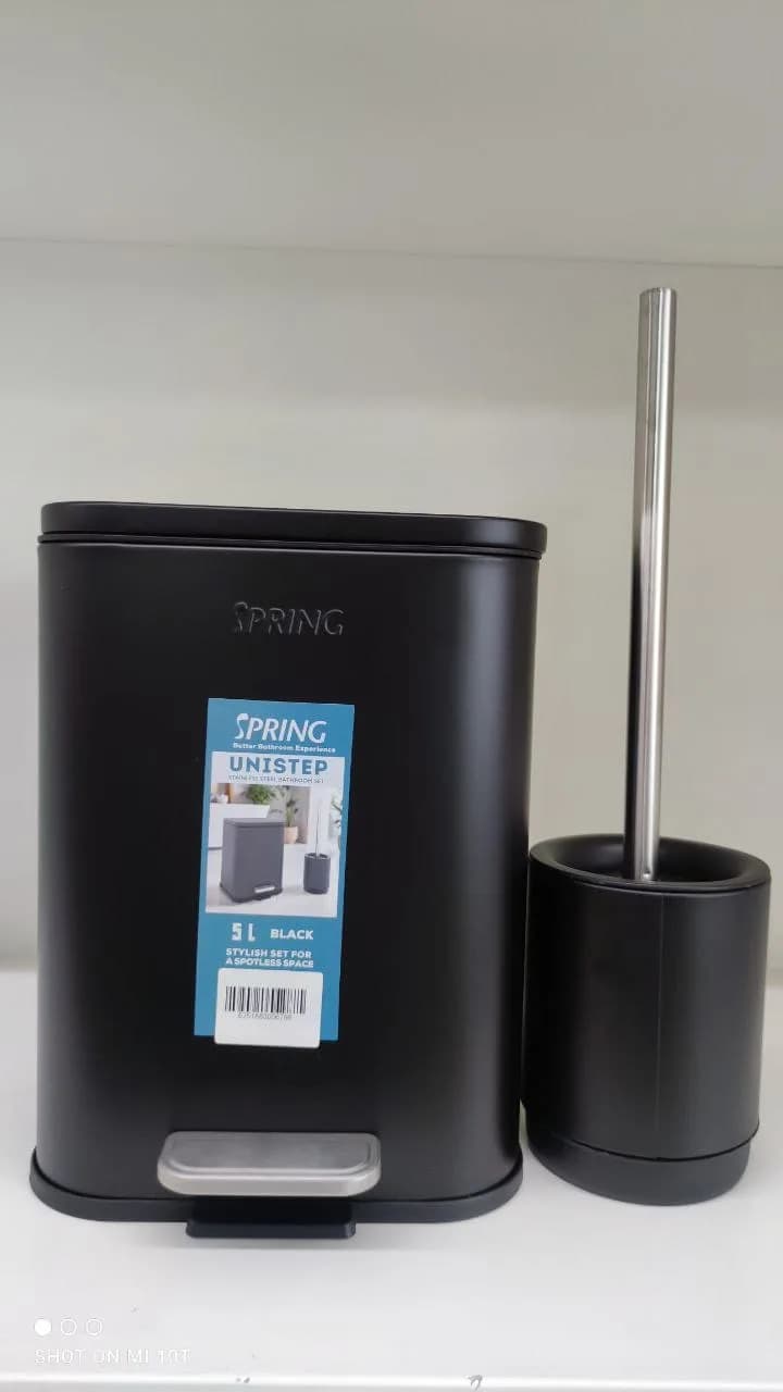 طقم سطل مستطيل ستانلس 5L + فرشاة SPRING 5