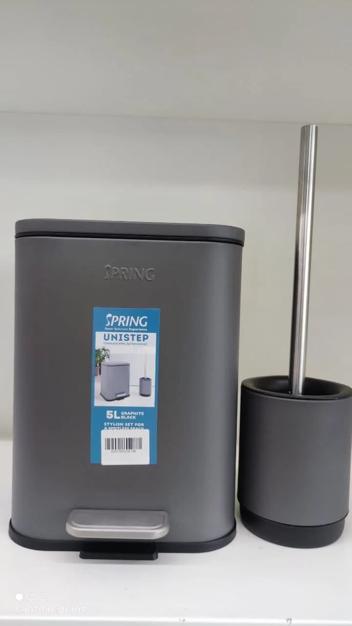 طقم سطل مستطيل ستانلس 5L + فرشاة SPRING 3