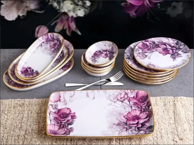 طقم سفرة سيراميك 15 PCS