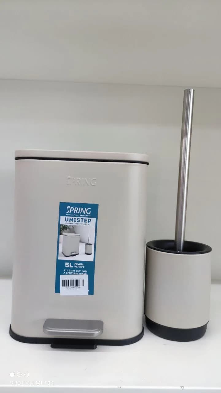 طقم سطل مستطيل ستانلس 5L + فرشاة SPRING 2